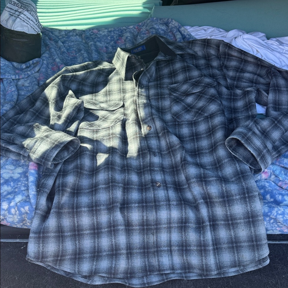 “Pendleton Virgin Wool Shadow Plaid Field Shirt XL Western Outdoor”